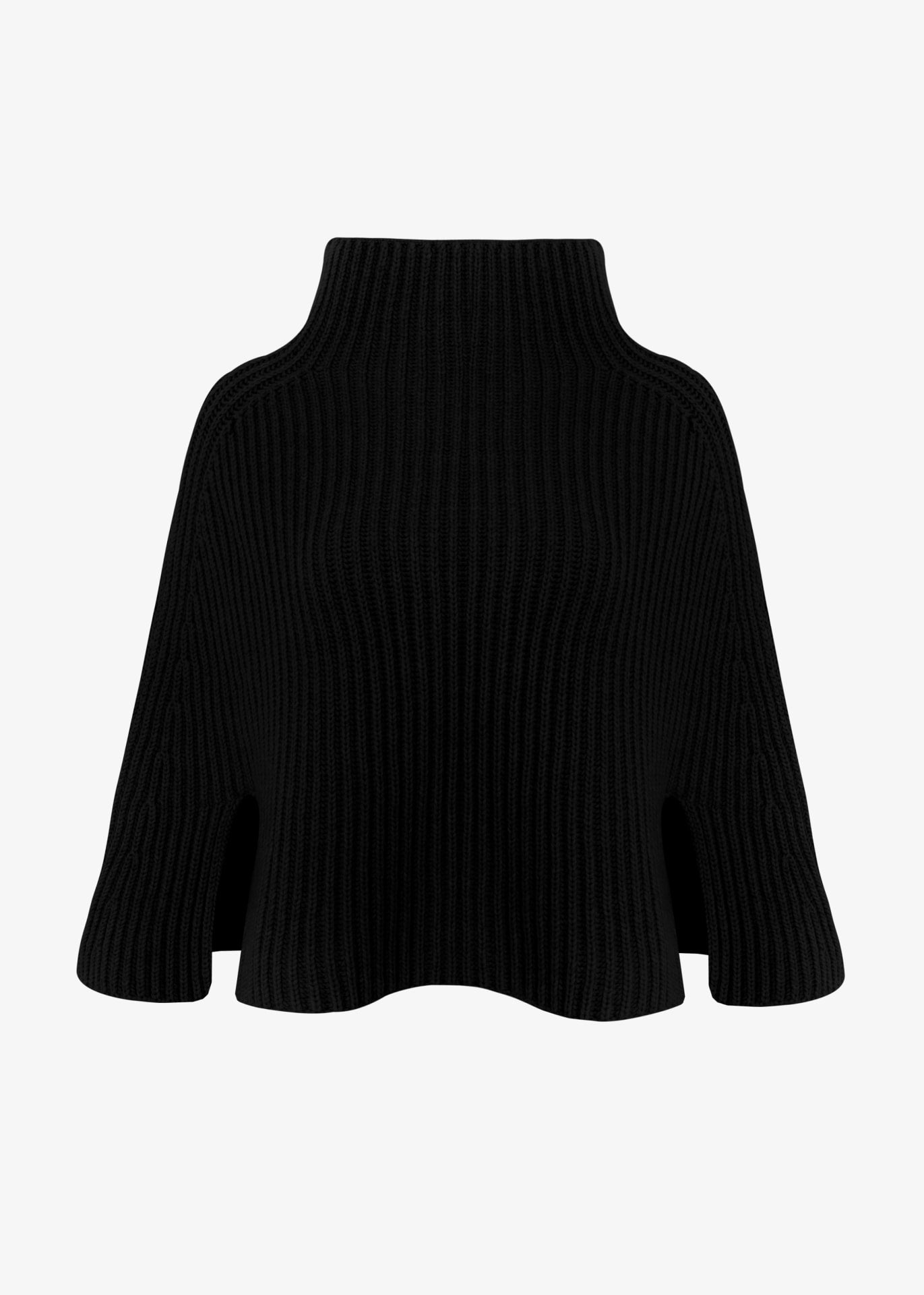 Cropped Poncho Schwarz